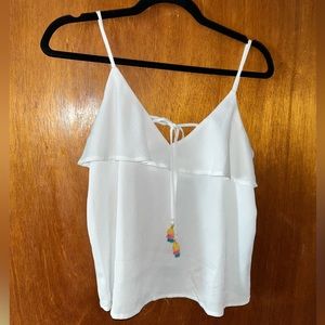 NWOT One Clothing Tank Top with fringe detail tie. Never worn.